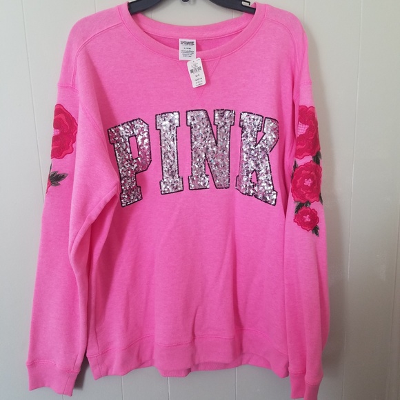PINK Victoria's Secret Sweaters - PINK Embroidered Campus Crew Pullover